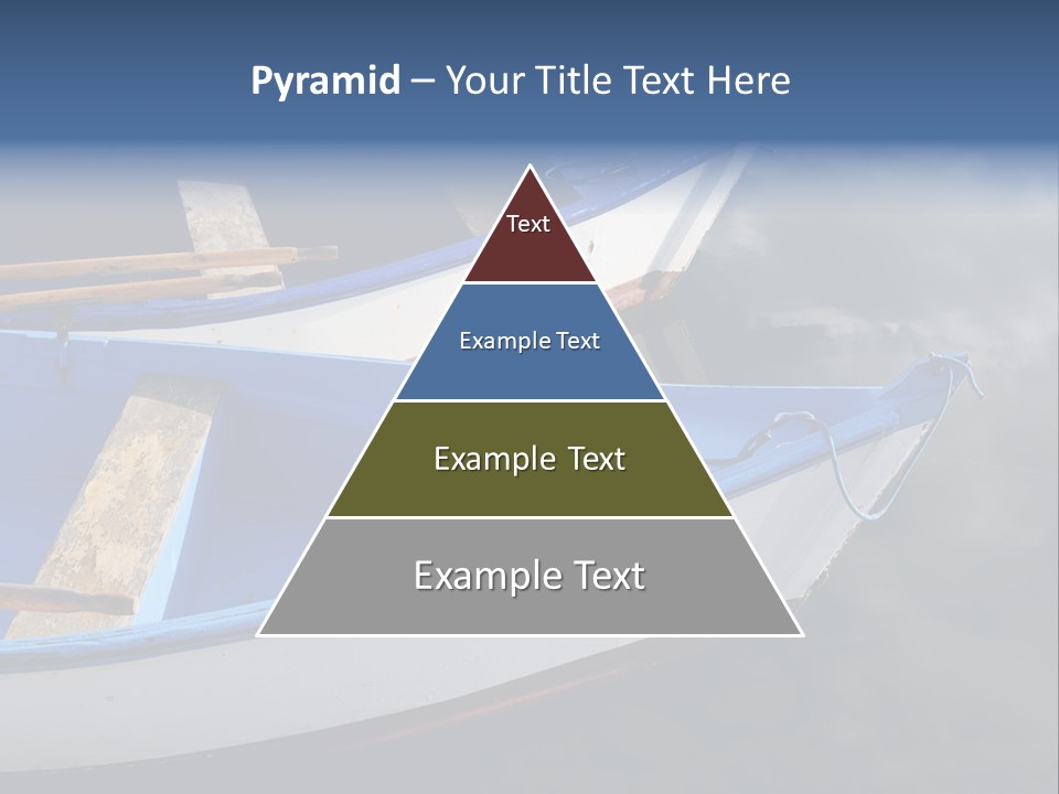 Sky Reflection And Wooden Blue Boats Awaiting Tourists At The Jetty PowerPoint Template