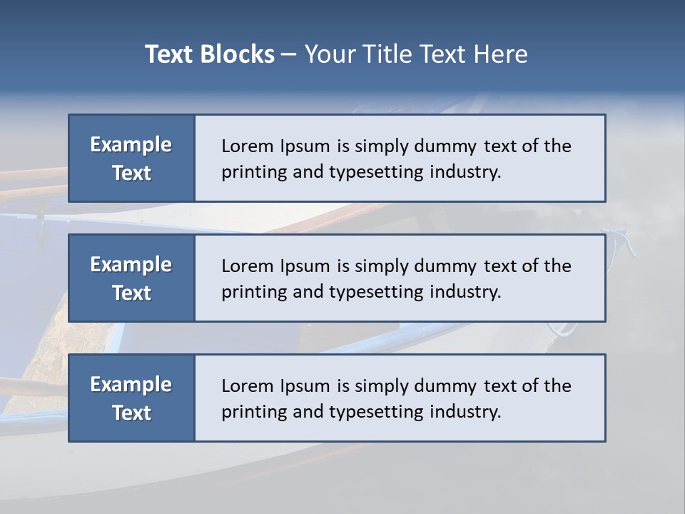 Sky Reflection And Wooden Blue Boats Awaiting Tourists At The Jetty PowerPoint Template