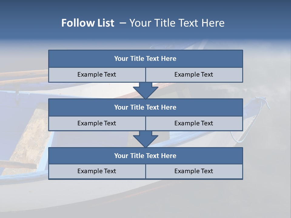 Sky Reflection And Wooden Blue Boats Awaiting Tourists At The Jetty PowerPoint Template