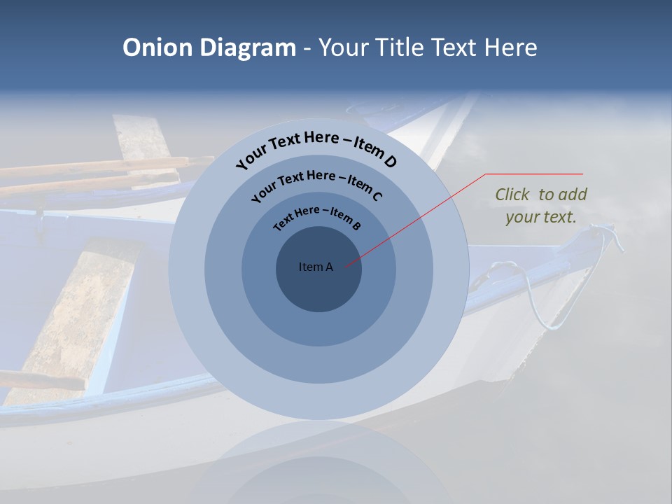 Sky Reflection And Wooden Blue Boats Awaiting Tourists At The Jetty PowerPoint Template