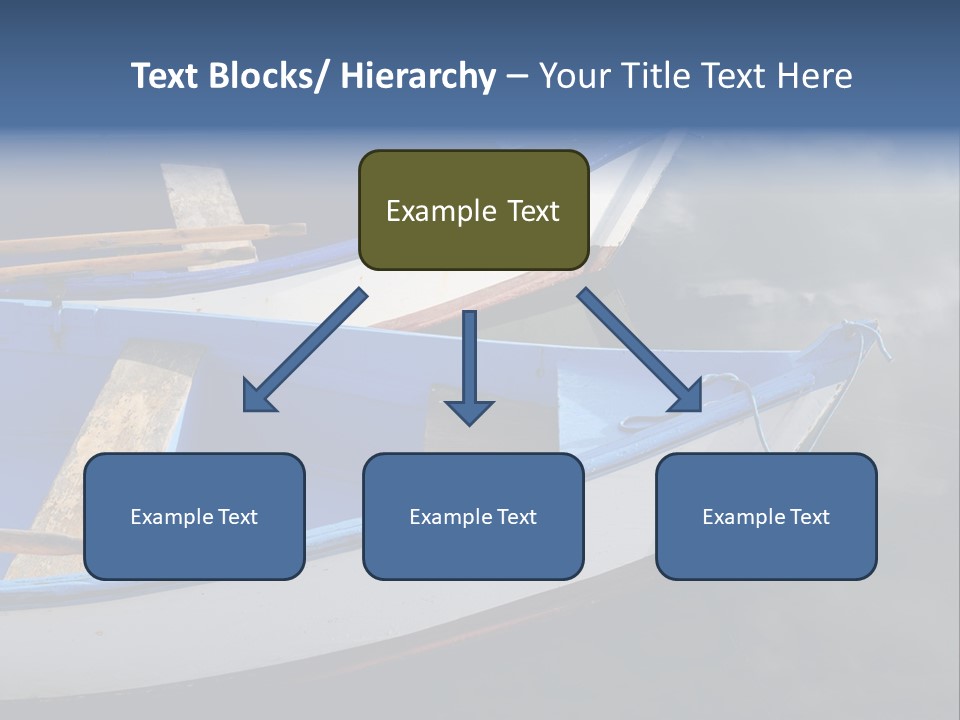 Sky Reflection And Wooden Blue Boats Awaiting Tourists At The Jetty PowerPoint Template