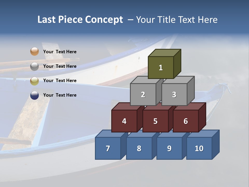 Sky Reflection And Wooden Blue Boats Awaiting Tourists At The Jetty PowerPoint Template