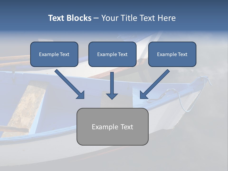 Sky Reflection And Wooden Blue Boats Awaiting Tourists At The Jetty PowerPoint Template
