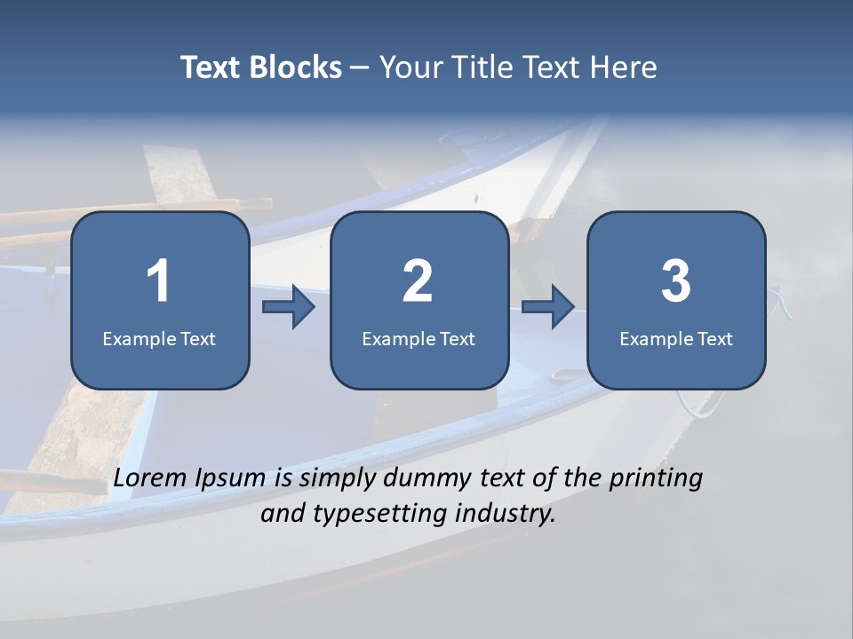 Sky Reflection And Wooden Blue Boats Awaiting Tourists At The Jetty PowerPoint Template