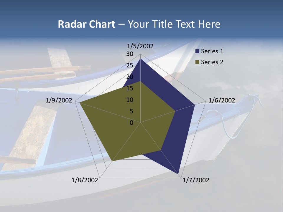 Sky Reflection And Wooden Blue Boats Awaiting Tourists At The Jetty PowerPoint Template