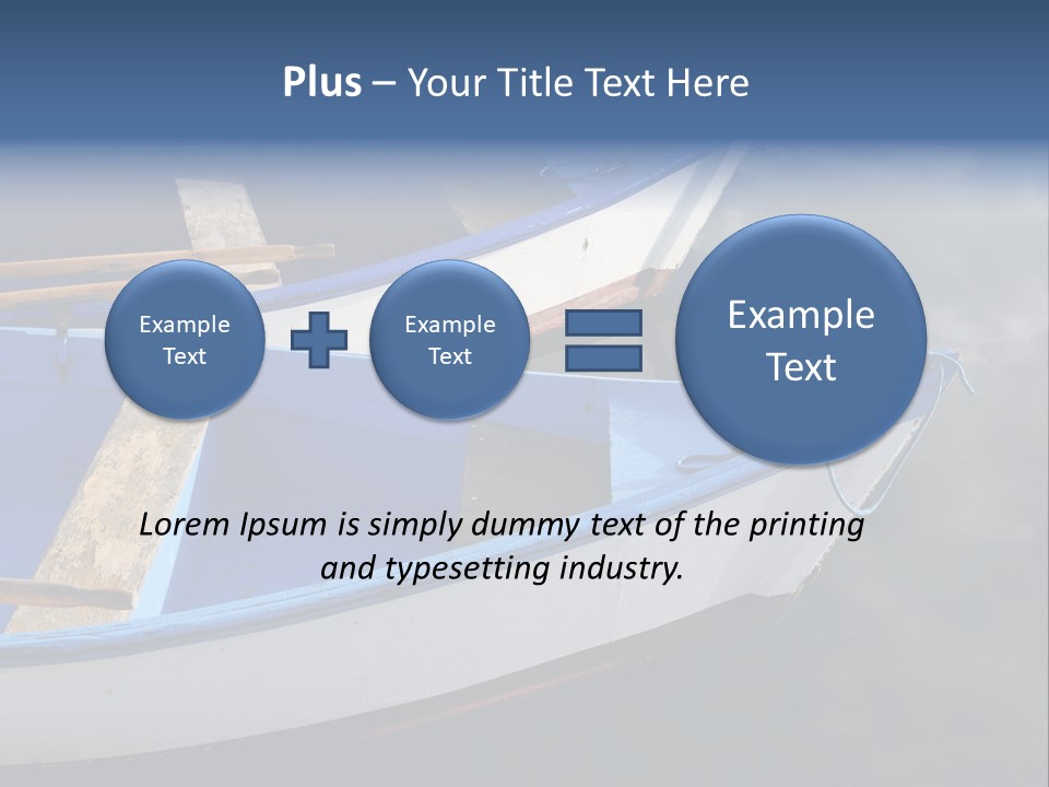 Sky Reflection And Wooden Blue Boats Awaiting Tourists At The Jetty PowerPoint Template