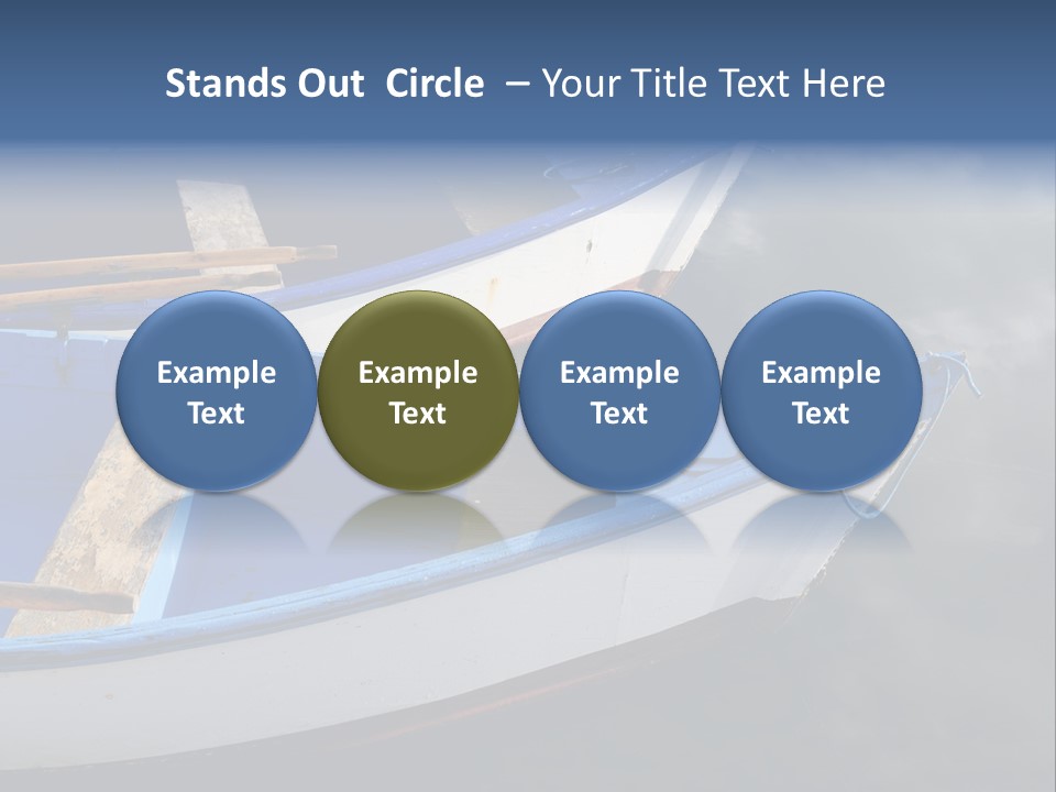 Sky Reflection And Wooden Blue Boats Awaiting Tourists At The Jetty PowerPoint Template