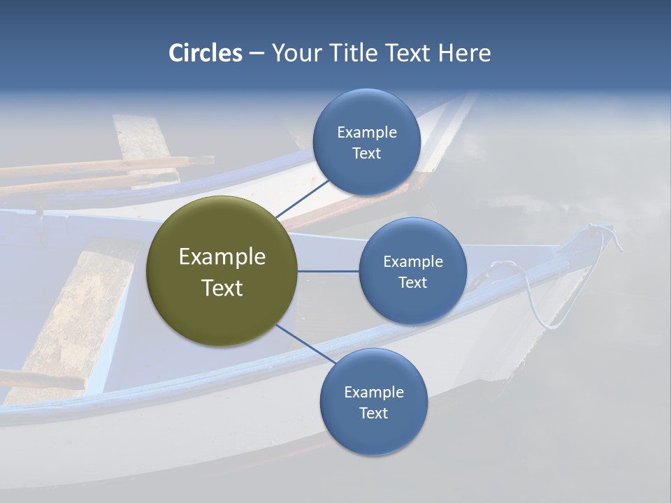 Sky Reflection And Wooden Blue Boats Awaiting Tourists At The Jetty PowerPoint Template