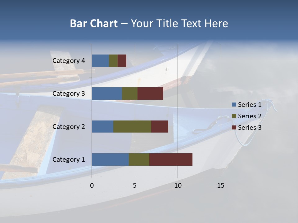 Sky Reflection And Wooden Blue Boats Awaiting Tourists At The Jetty PowerPoint Template