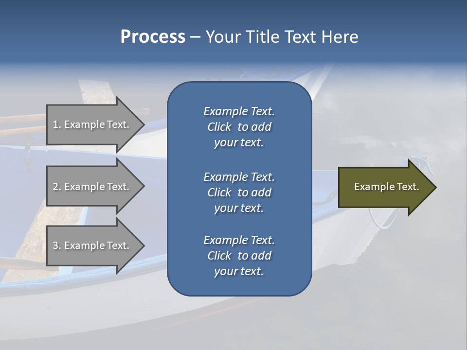 Sky Reflection And Wooden Blue Boats Awaiting Tourists At The Jetty PowerPoint Template