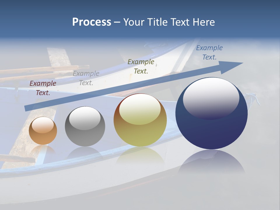 Sky Reflection And Wooden Blue Boats Awaiting Tourists At The Jetty PowerPoint Template