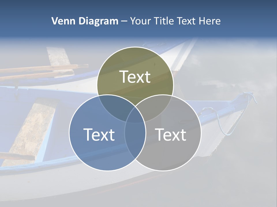 Sky Reflection And Wooden Blue Boats Awaiting Tourists At The Jetty PowerPoint Template