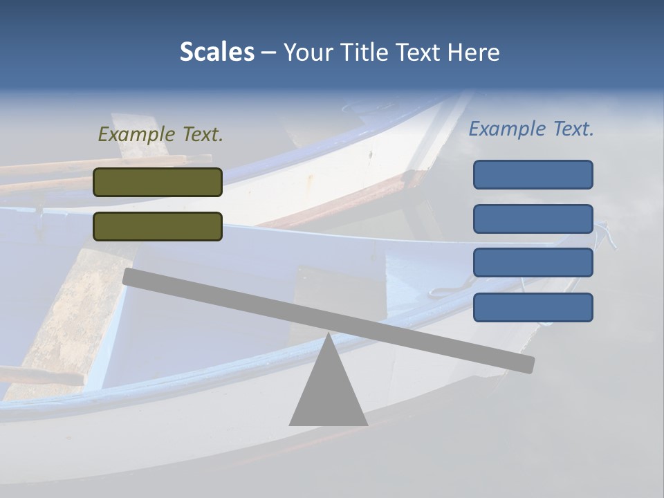 Sky Reflection And Wooden Blue Boats Awaiting Tourists At The Jetty PowerPoint Template