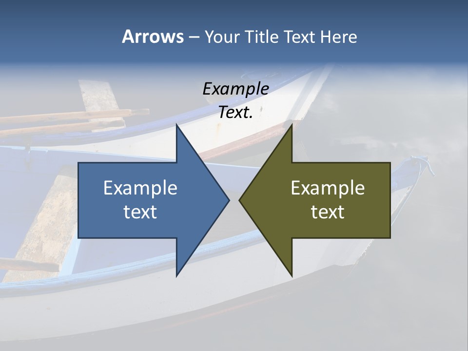 Sky Reflection And Wooden Blue Boats Awaiting Tourists At The Jetty PowerPoint Template