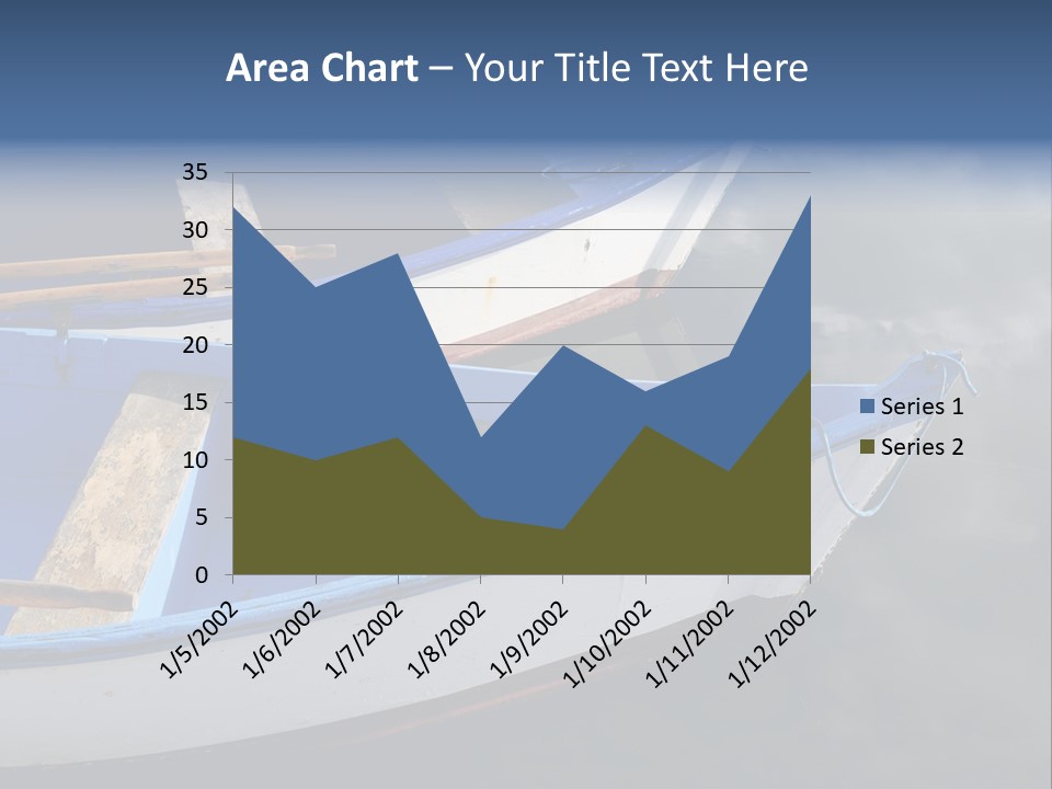 Sky Reflection And Wooden Blue Boats Awaiting Tourists At The Jetty PowerPoint Template