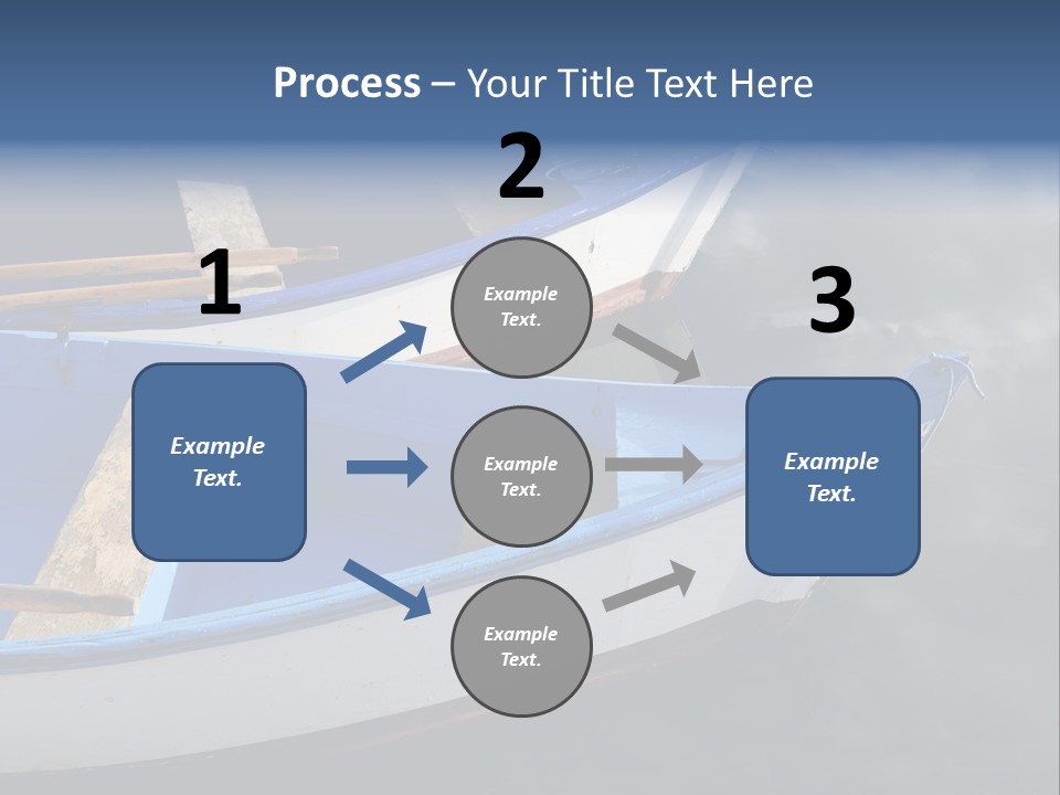 Sky Reflection And Wooden Blue Boats Awaiting Tourists At The Jetty PowerPoint Template