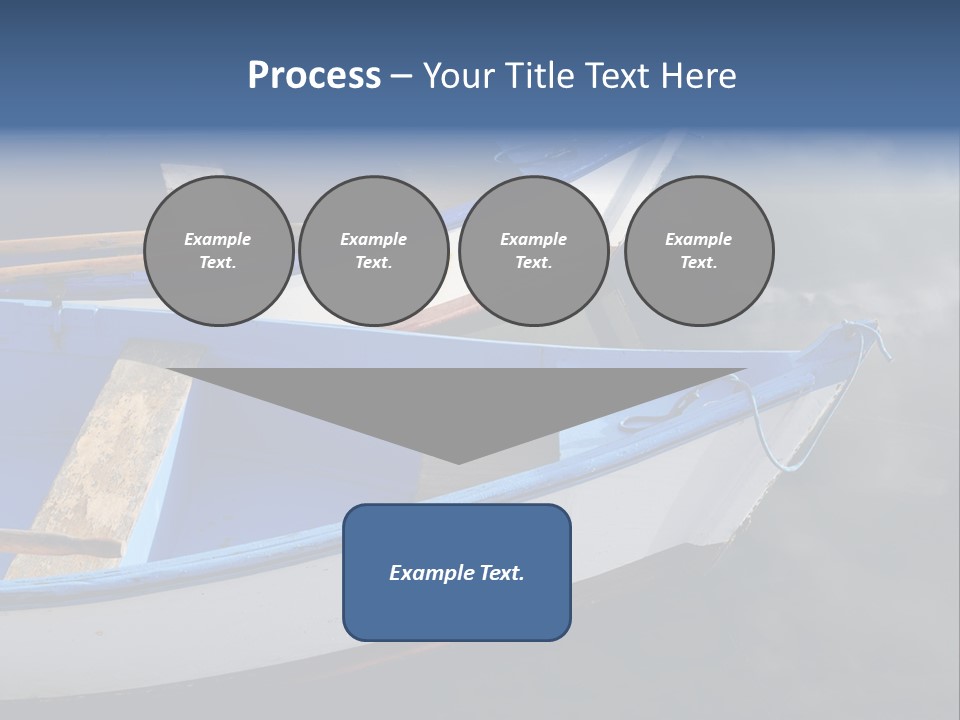 Sky Reflection And Wooden Blue Boats Awaiting Tourists At The Jetty PowerPoint Template