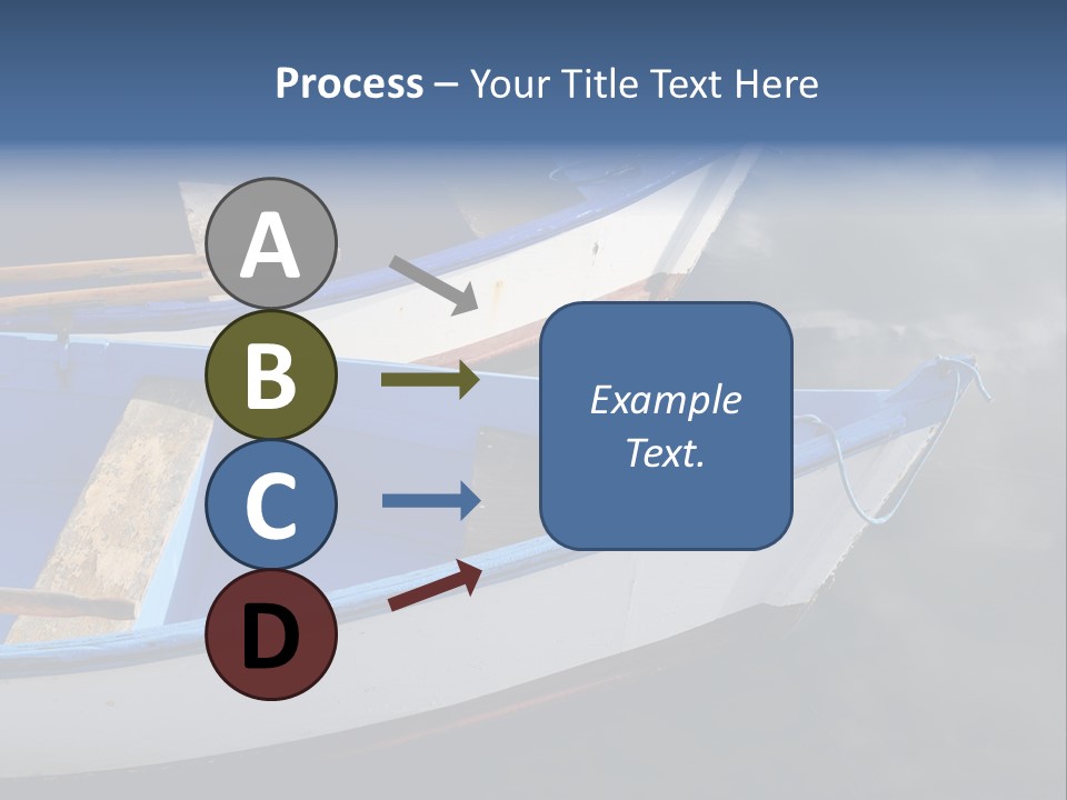 Sky Reflection And Wooden Blue Boats Awaiting Tourists At The Jetty PowerPoint Template