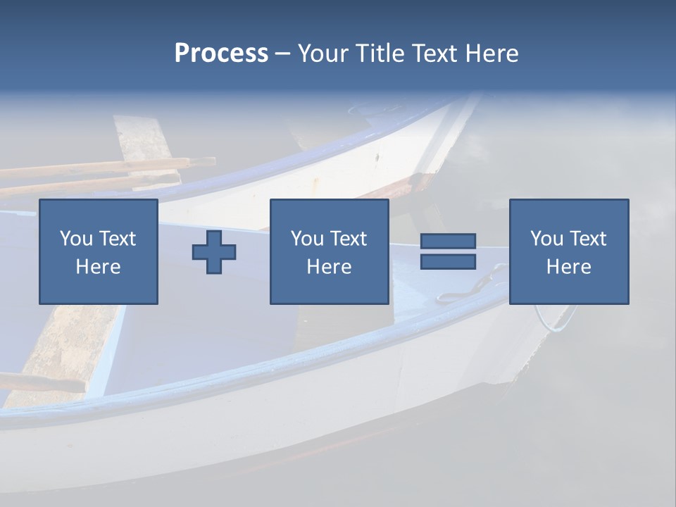 Sky Reflection And Wooden Blue Boats Awaiting Tourists At The Jetty PowerPoint Template