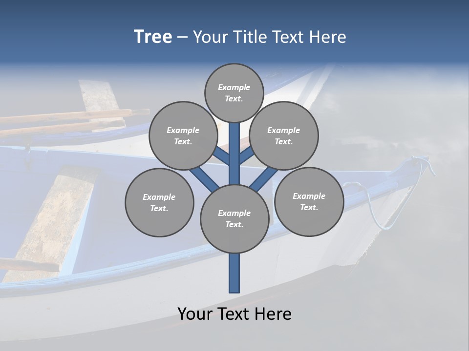 Sky Reflection And Wooden Blue Boats Awaiting Tourists At The Jetty PowerPoint Template