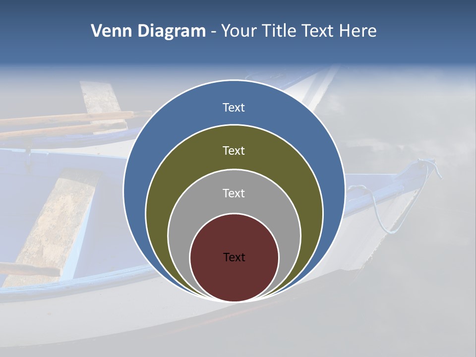 Sky Reflection And Wooden Blue Boats Awaiting Tourists At The Jetty PowerPoint Template