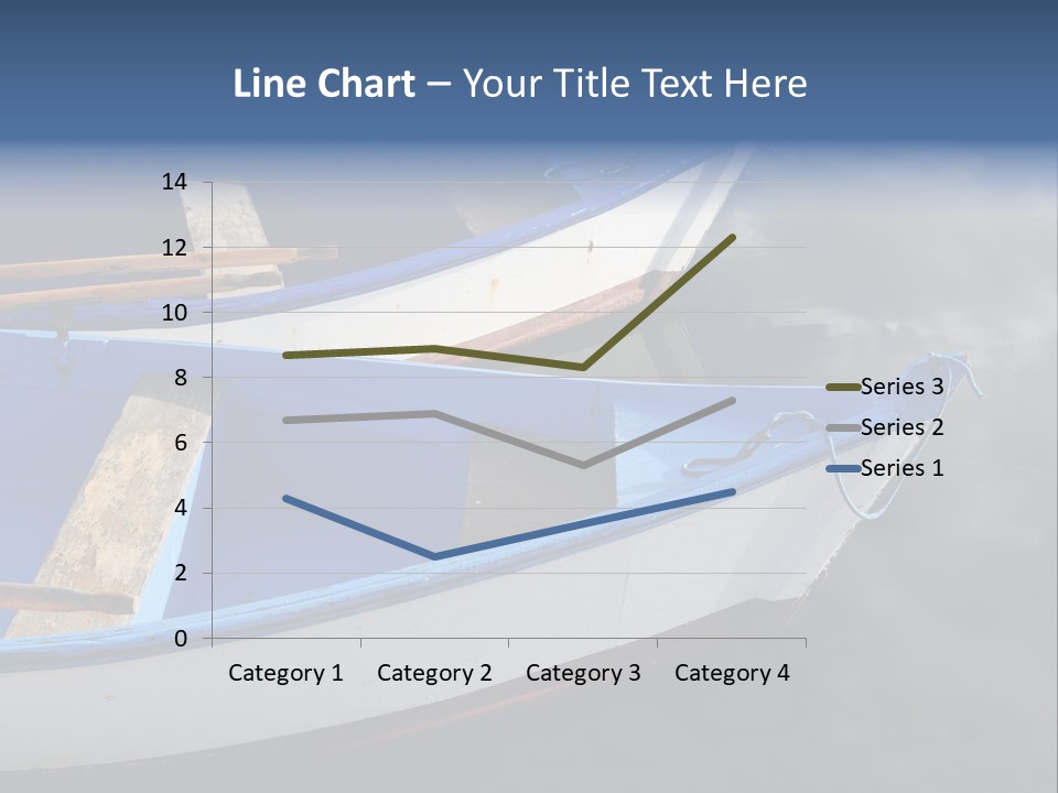 Sky Reflection And Wooden Blue Boats Awaiting Tourists At The Jetty PowerPoint Template