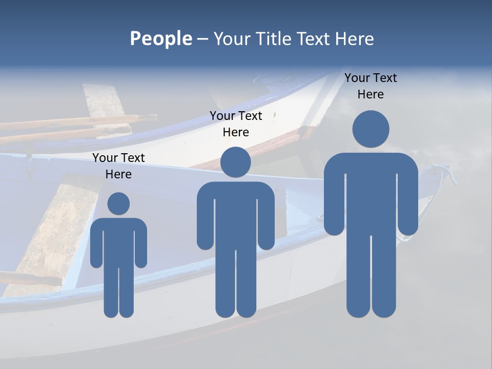 Sky Reflection And Wooden Blue Boats Awaiting Tourists At The Jetty PowerPoint Template