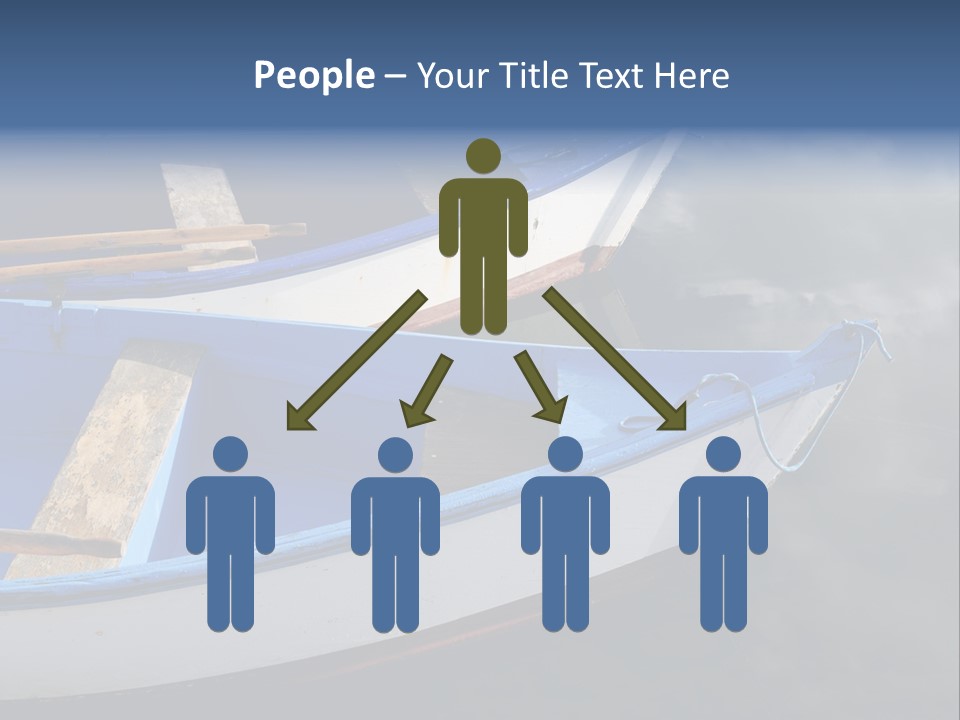 Sky Reflection And Wooden Blue Boats Awaiting Tourists At The Jetty PowerPoint Template