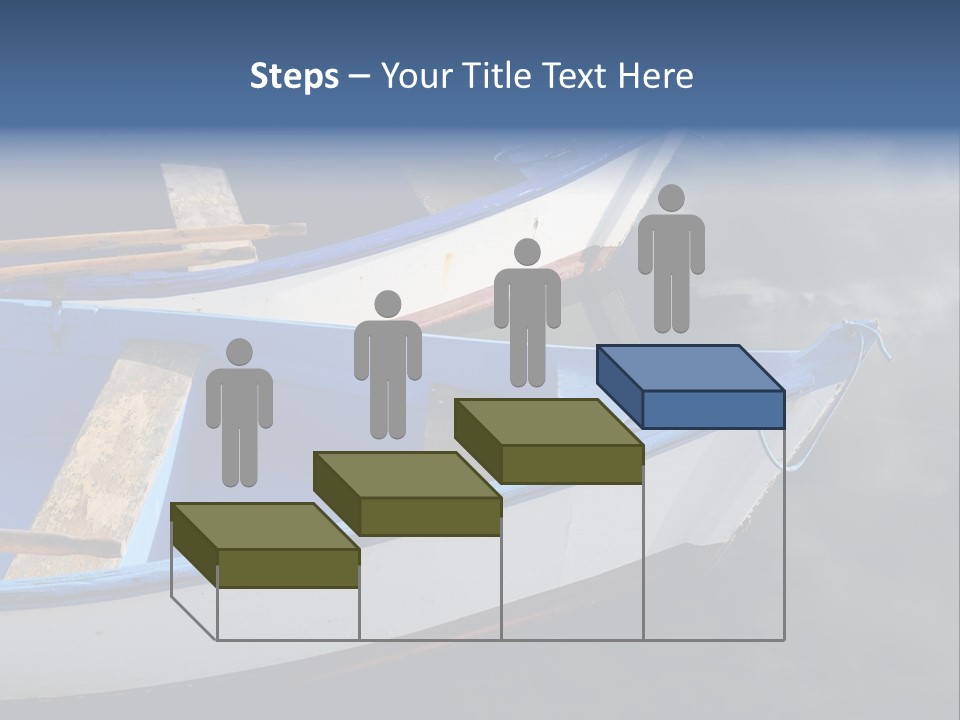 Sky Reflection And Wooden Blue Boats Awaiting Tourists At The Jetty PowerPoint Template