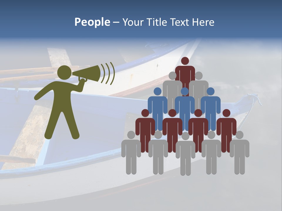 Sky Reflection And Wooden Blue Boats Awaiting Tourists At The Jetty PowerPoint Template