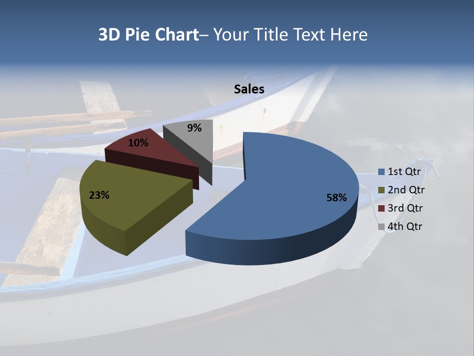 Sky Reflection And Wooden Blue Boats Awaiting Tourists At The Jetty PowerPoint Template