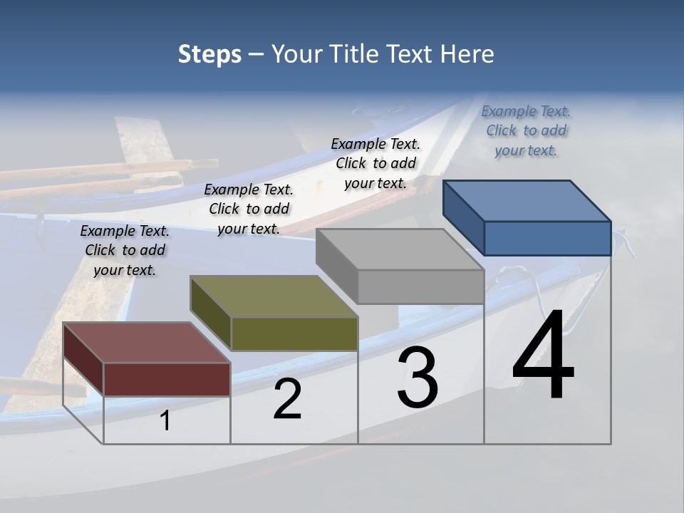 Sky Reflection And Wooden Blue Boats Awaiting Tourists At The Jetty PowerPoint Template