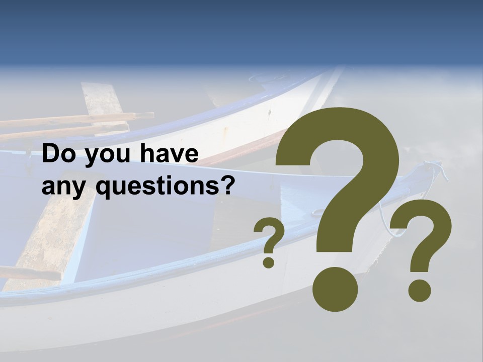 Sky Reflection And Wooden Blue Boats Awaiting Tourists At The Jetty PowerPoint Template