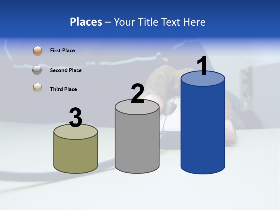 Close Up Photo Of A African American Workers' Hand On A Computer Mouse While Sitting At His Desk PowerPoint Template