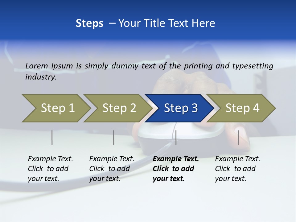 Close Up Photo Of A African American Workers' Hand On A Computer Mouse While Sitting At His Desk PowerPoint Template
