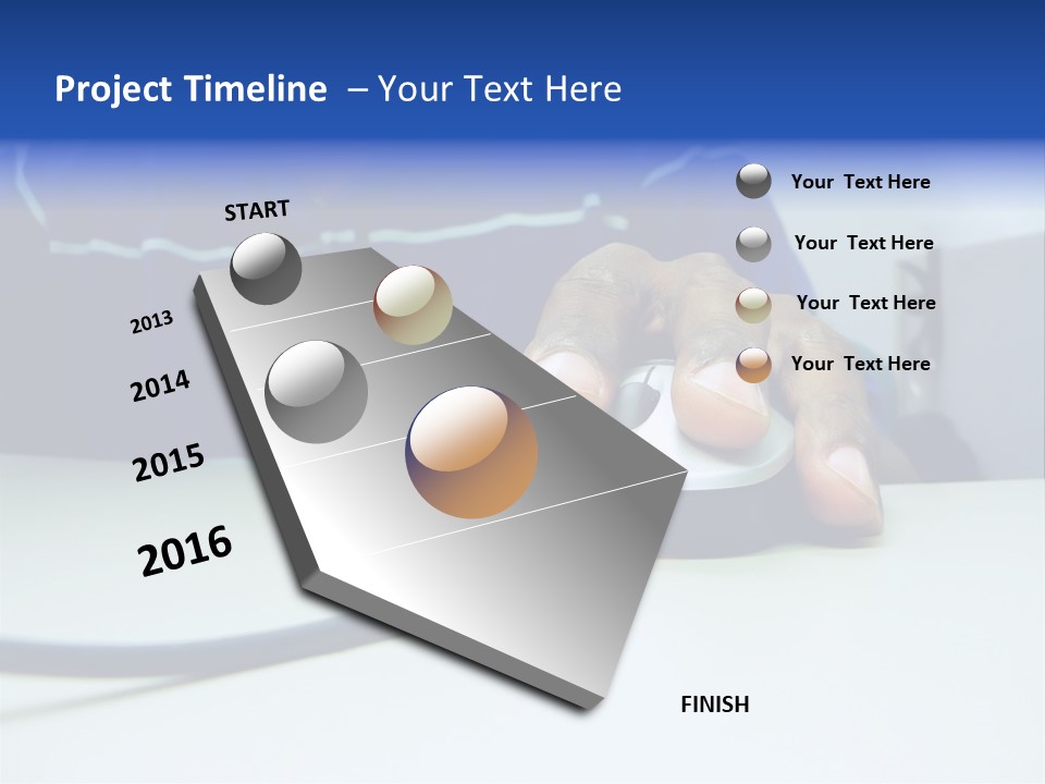 Close Up Photo Of A African American Workers' Hand On A Computer Mouse While Sitting At His Desk PowerPoint Template