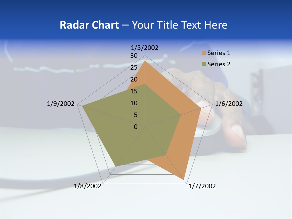 Close Up Photo Of A African American Workers' Hand On A Computer Mouse While Sitting At His Desk PowerPoint Template