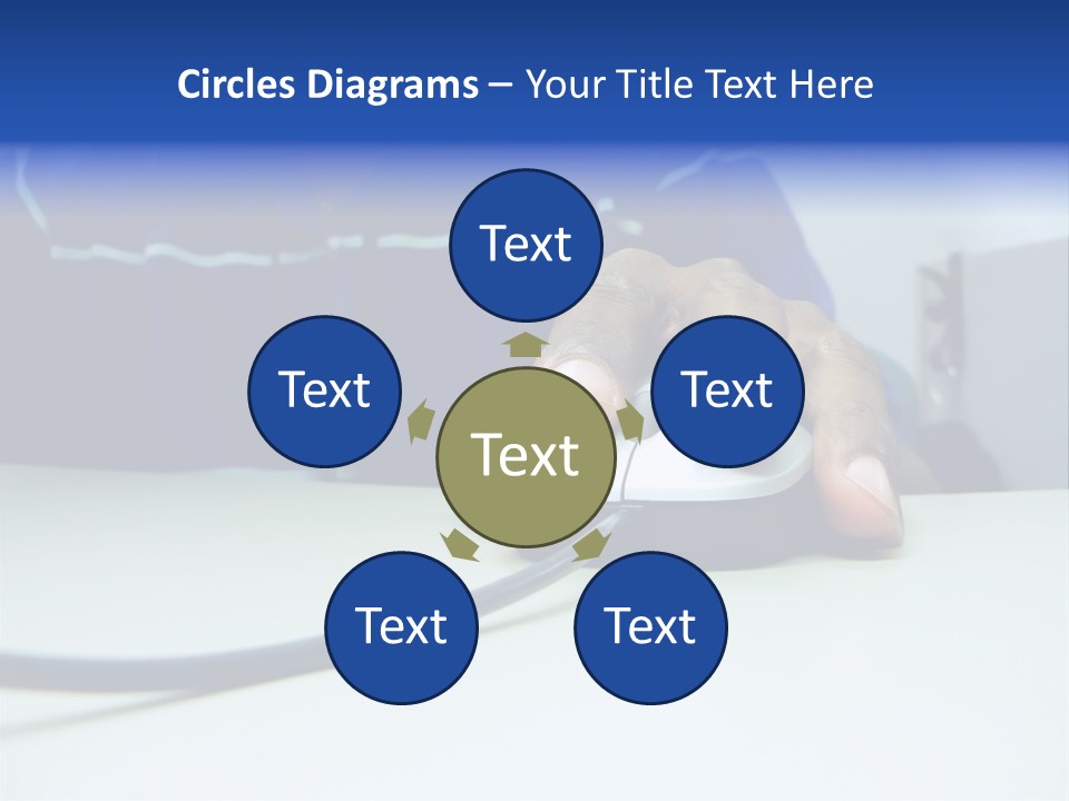Close Up Photo Of A African American Workers' Hand On A Computer Mouse While Sitting At His Desk PowerPoint Template