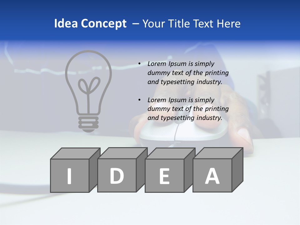 Close Up Photo Of A African American Workers' Hand On A Computer Mouse While Sitting At His Desk PowerPoint Template