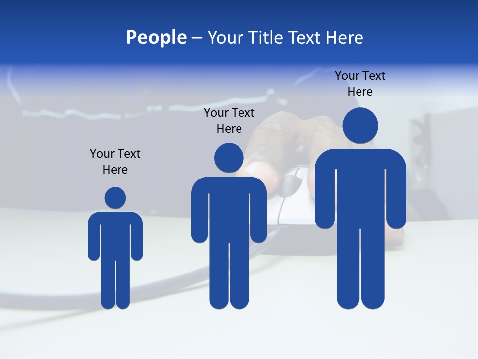 Close Up Photo Of A African American Workers' Hand On A Computer Mouse While Sitting At His Desk PowerPoint Template