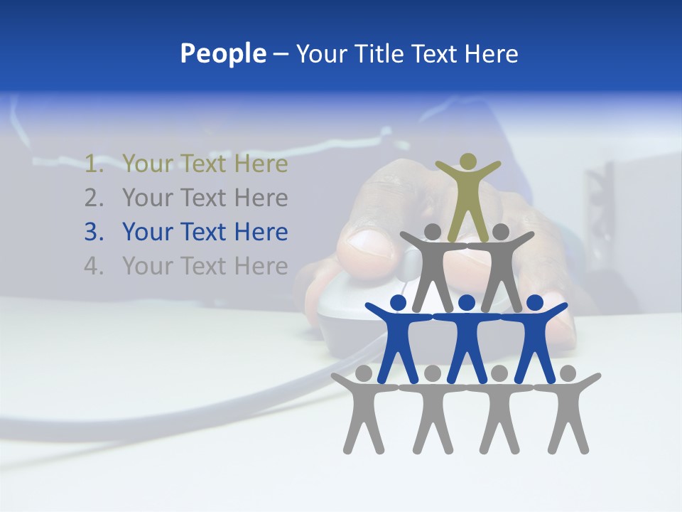 Close Up Photo Of A African American Workers' Hand On A Computer Mouse While Sitting At His Desk PowerPoint Template