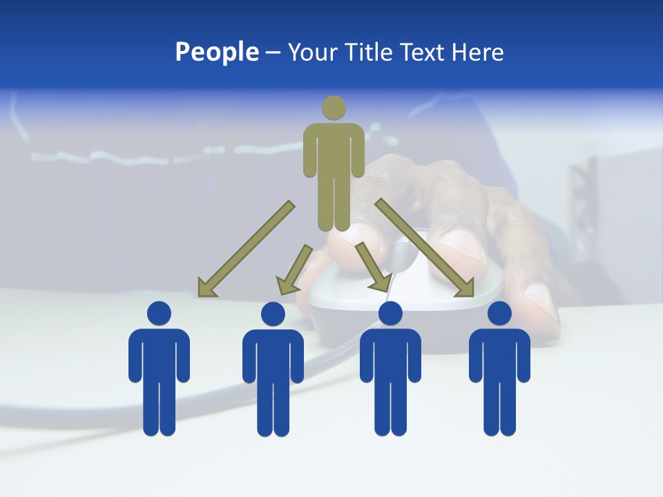 Close Up Photo Of A African American Workers' Hand On A Computer Mouse While Sitting At His Desk PowerPoint Template