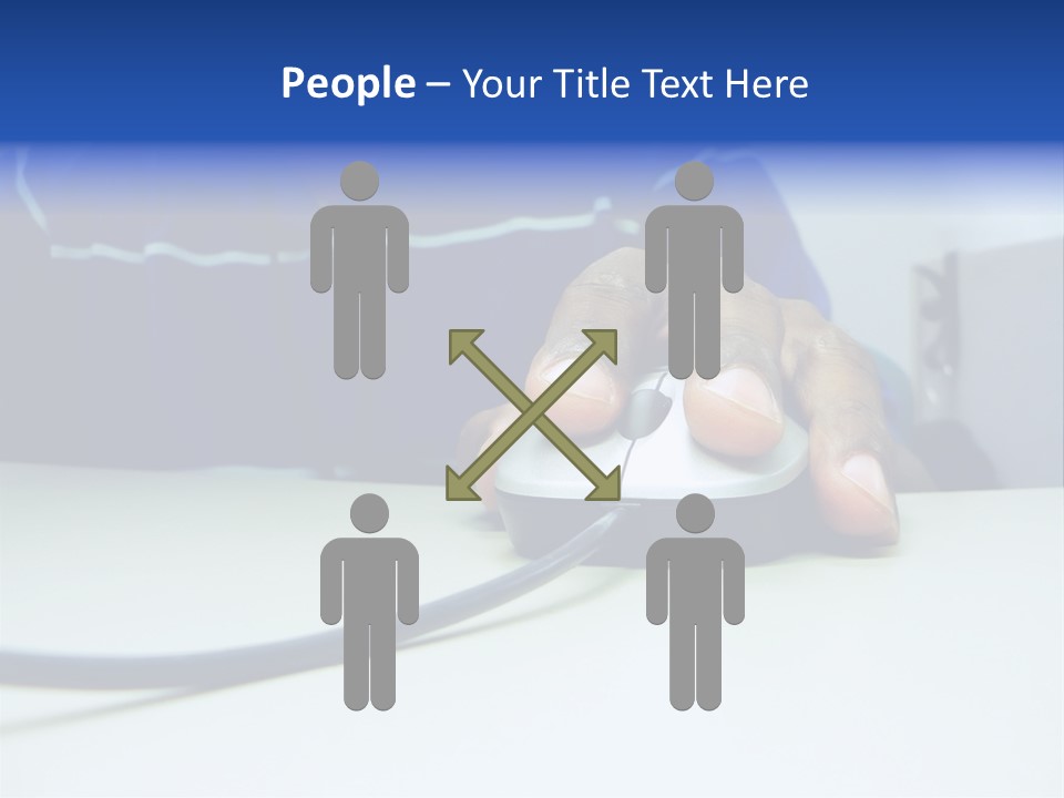 Close Up Photo Of A African American Workers' Hand On A Computer Mouse While Sitting At His Desk PowerPoint Template