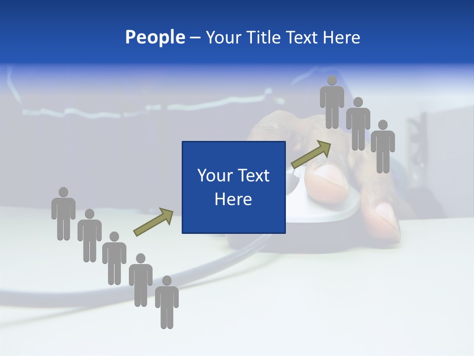 Close Up Photo Of A African American Workers' Hand On A Computer Mouse While Sitting At His Desk PowerPoint Template