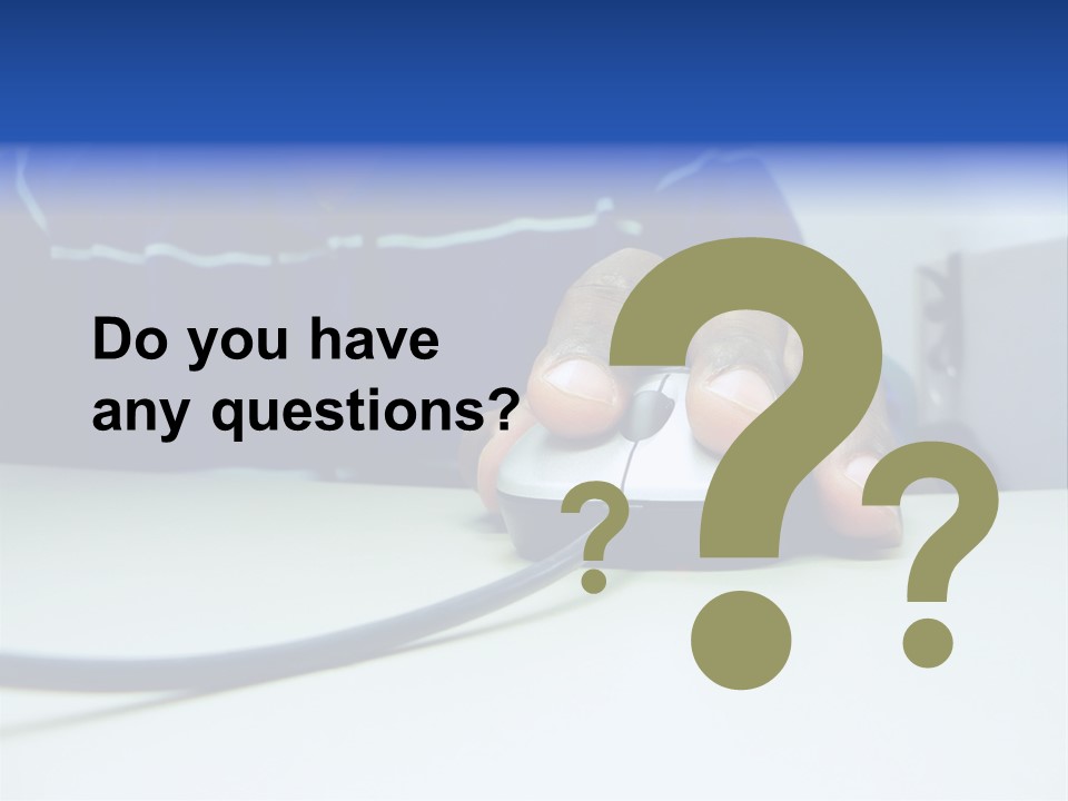 Close Up Photo Of A African American Workers' Hand On A Computer Mouse While Sitting At His Desk PowerPoint Template