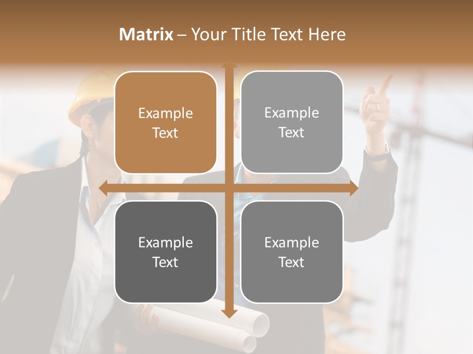 Young Architects Wearing A Protective Helmet Standing In Front Of A Building Site. PowerPoint Template