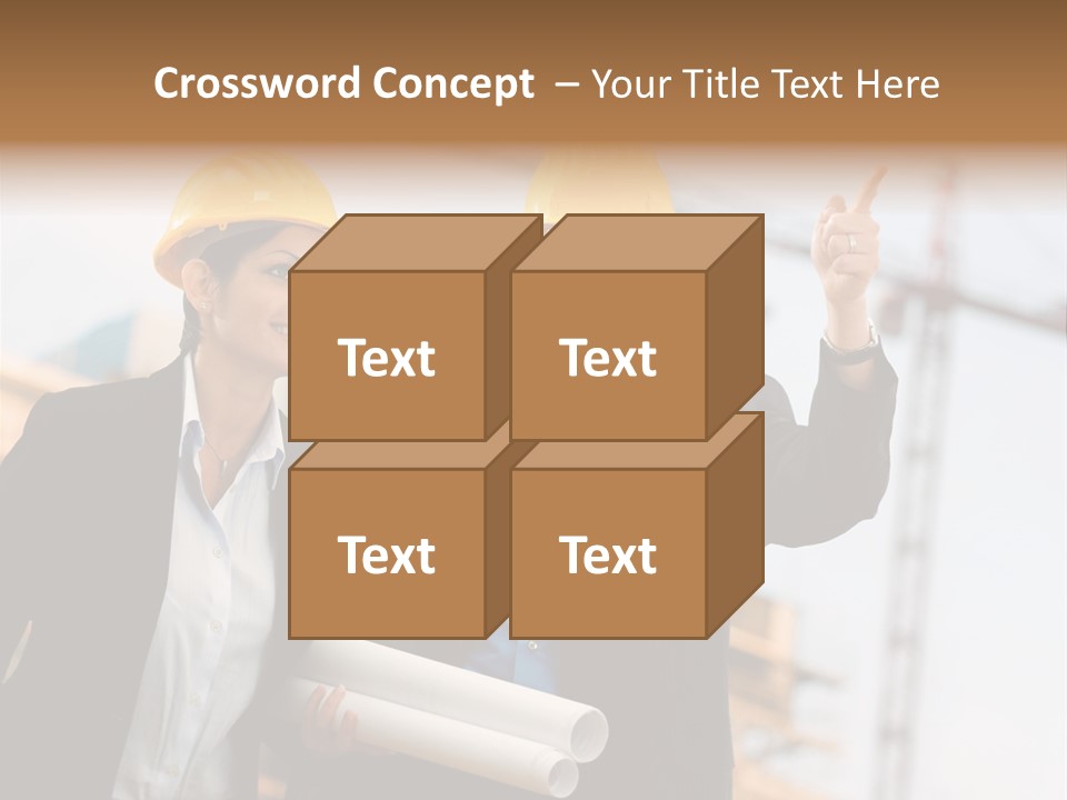 Young Architects Wearing A Protective Helmet Standing In Front Of A Building Site. PowerPoint Template