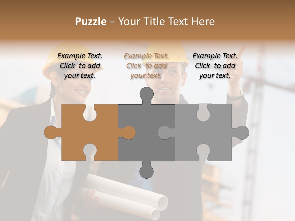 Young Architects Wearing A Protective Helmet Standing In Front Of A Building Site. PowerPoint Template