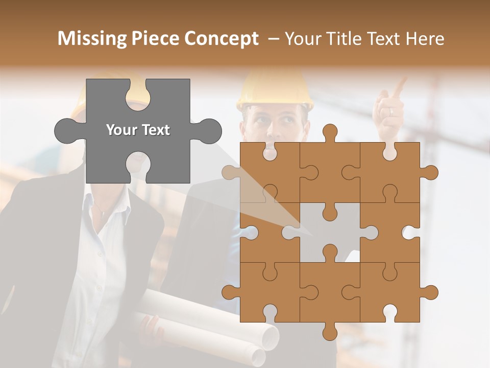 Young Architects Wearing A Protective Helmet Standing In Front Of A Building Site. PowerPoint Template