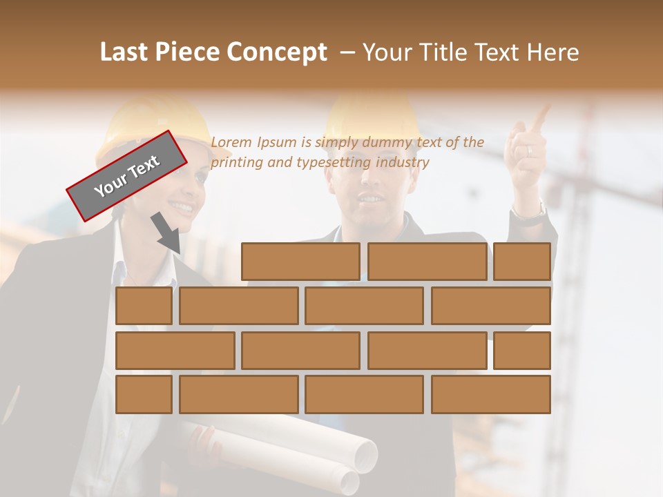 Young Architects Wearing A Protective Helmet Standing In Front Of A Building Site. PowerPoint Template